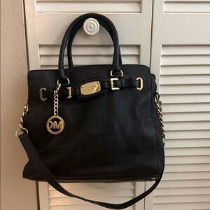 Michael Kors Black Satchel with Gold Accents